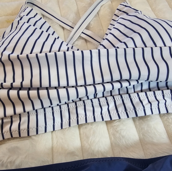 New Crisscross Tie Back High Waisted Drawstring Tummy Control Bikini Set - Picture 10 of 16